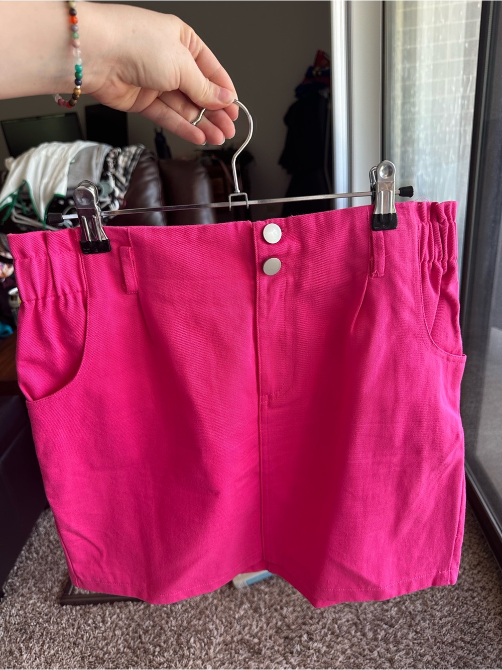 Women's Hot Pink Casual Denim Mini Skirt